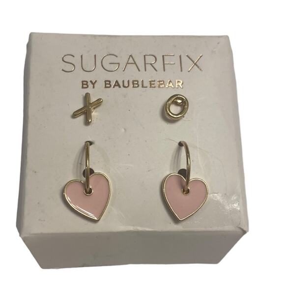 Sugarfix by Baublebar XO Heart Gold Tone and Pink Earring Set - Picture 1 of 4